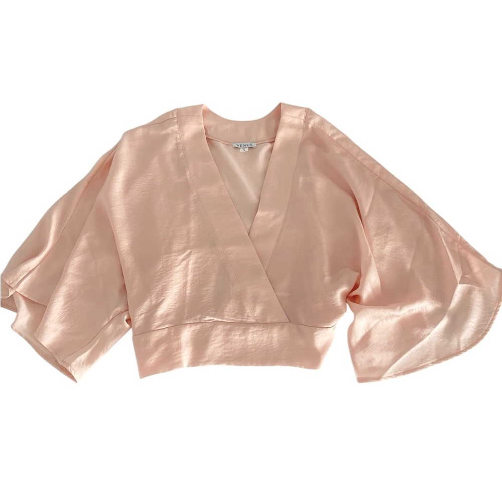 Venus Pink Wrap Style Deep V Neck Top